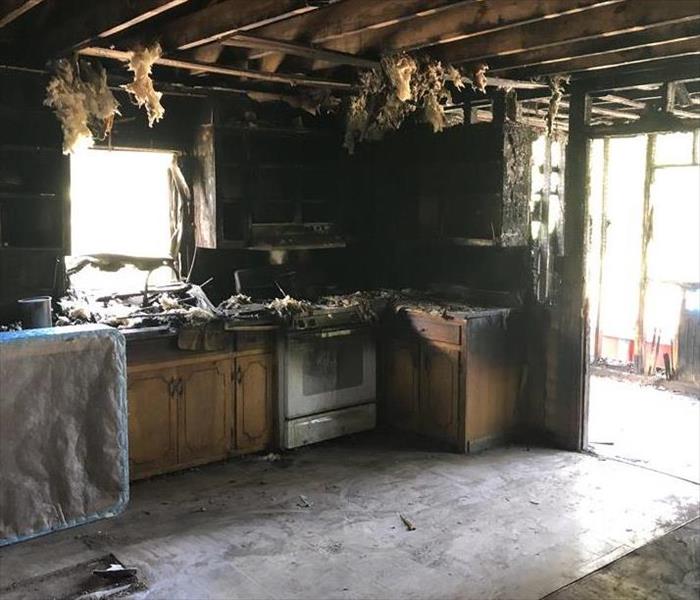 Fire Damage in the Kitchen in a home in Newberry, SC
