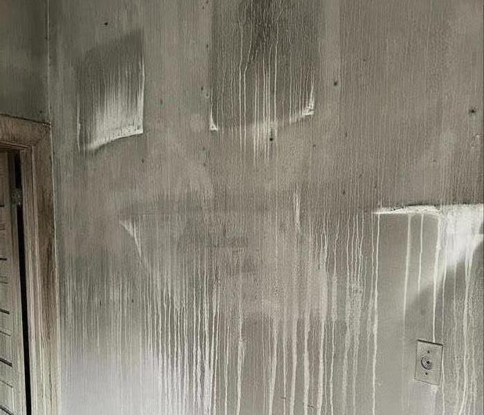 Soot on walls after a kitchen fire